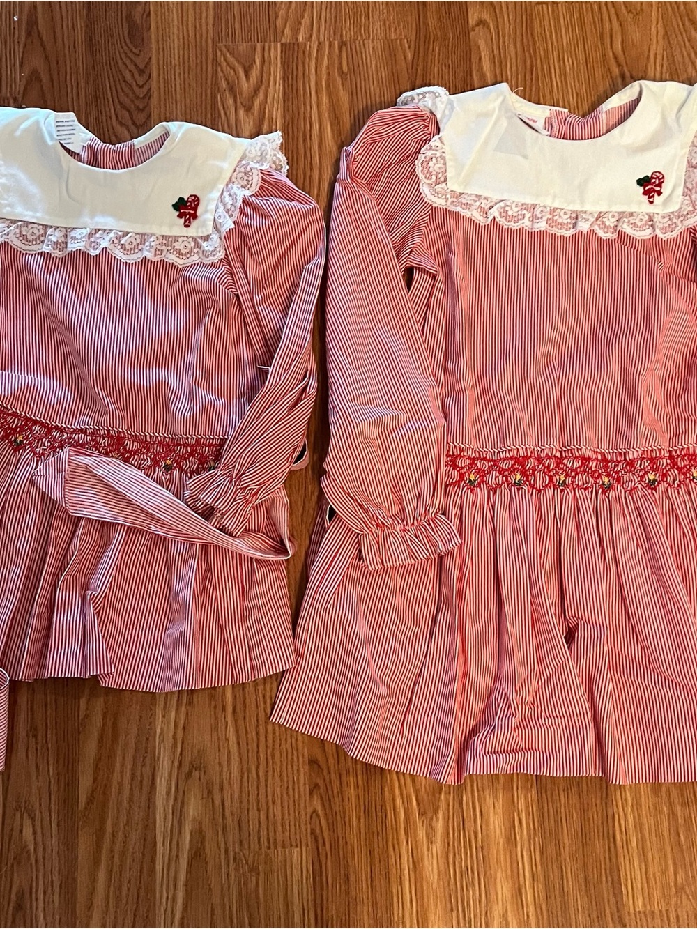 2 Poly Flinder matching Christmas dresses.  Size 4 and size 6x. $35 for both